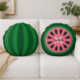 Coussins Ronds Monogramme Pastèque Rose Mignon