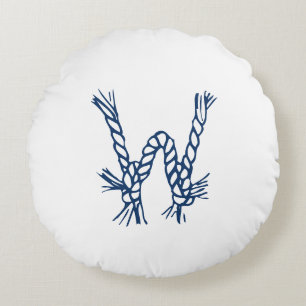 Coussins Ronds Monogramme personnalisé bleu blanc