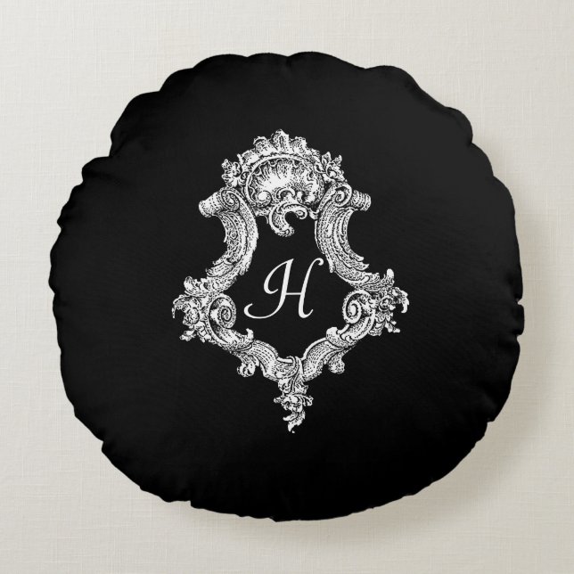 Coussins Ronds Monogramme personnalisé initial (Devant)