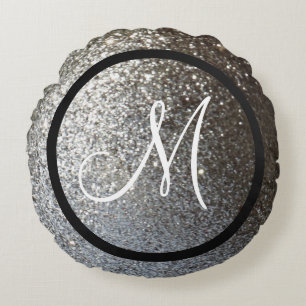 Coussins Ronds Monogramme personnalisé parties scintillant en arg