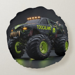 Coussins Ronds Monster Truck Toxic Bio-Armure - Cyber Néon Vert