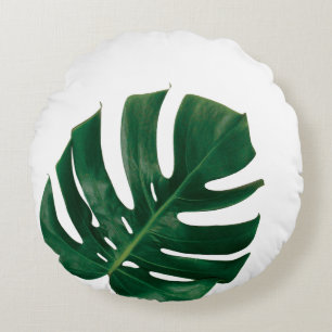 Coussins Ronds Monstera Leaf conception de l'île - Tropical Green