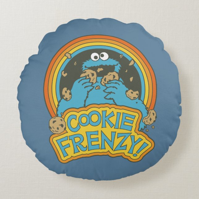 Coussins Ronds Monstre de cookies vintages | Cookie Frenzy (Devant)