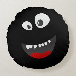 Coussins Ronds Monstre noir très effrayant