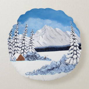 Coussins Ronds Montagnes enneigées