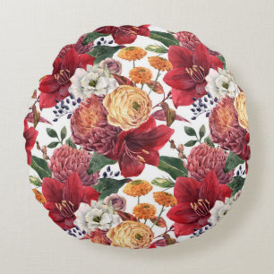 Coussins Ronds Moody Amaryllis et Chrysanthemum