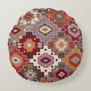 Coussins Ronds Moquette persane design original, texture tribale.