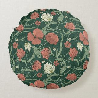 Coussins Ronds Morris Garden Vert & Rouge Floral