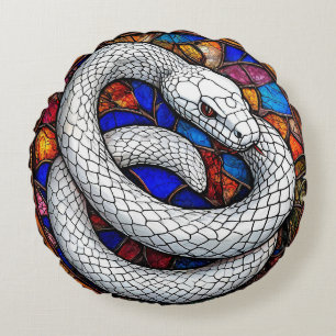 Coussins Ronds Mosaïque de serpent blanc pour décoration intérieu