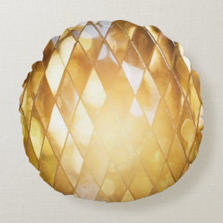 Coussins Ronds Mosaïque d'or : Effet de verre brillant.