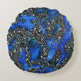 Coussins Ronds Mosaïque hexagonale ou écailles bleu et gris à noi