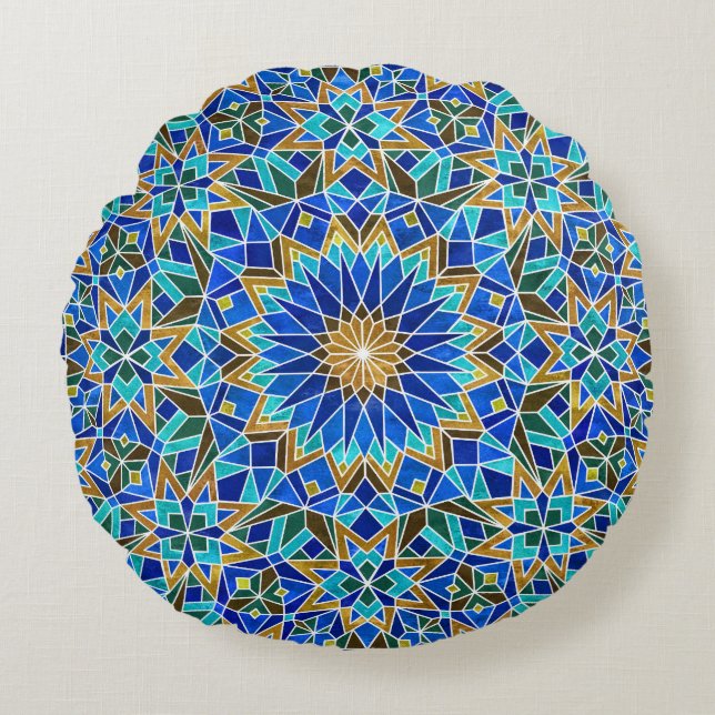 Coussins Ronds Mosaïque marocaine : Design arabe sans fil (Devant)