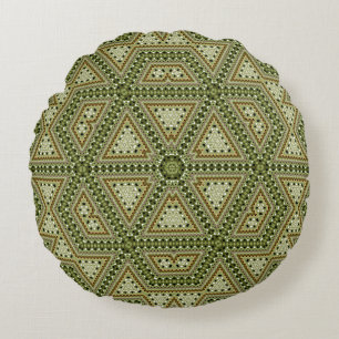 Coussins Ronds Mosaïque transparente abstrait kaléidoscope vert