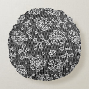 Coussins Ronds Motif 1 de tissu de dentelle