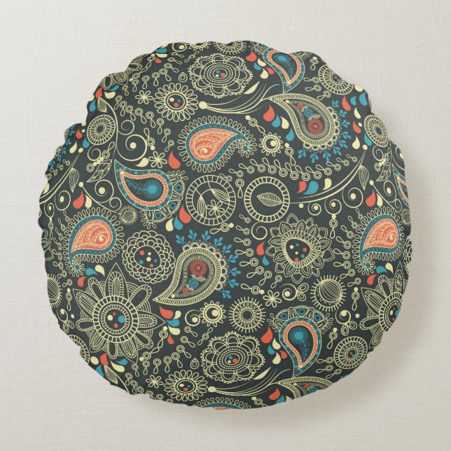 Coussins Ronds Motif 3 de Paisley (Devant)