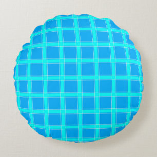 Coussins Ronds Motif à carreaux bleu néon