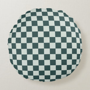 Coussins Ronds Motif à carreaux en mousse vert forêt