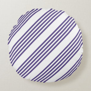 Coussins Ronds Motif à cinq bandes Ultra violet et blanc