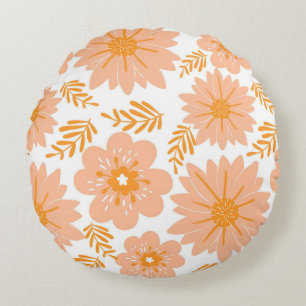 Coussins Ronds Motif à fleurs orange Fuzz Vintage rétro