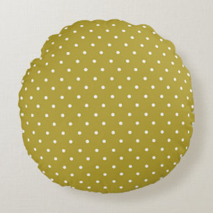 Coussins Ronds Motif à pois blancs jaune moutarde 