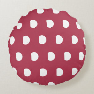 Coussins Ronds Motif à pois géométriques rose profond blanc