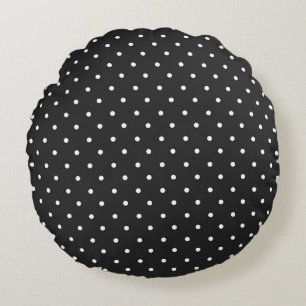 Coussins Ronds Motif à pois noir et blanc sans couture