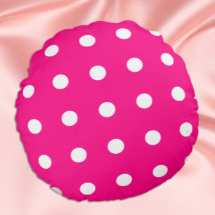 Coussins Ronds Motif à pois rose vif