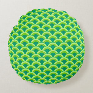 Coussins Ronds Motif à vagues Art déco - vert jade