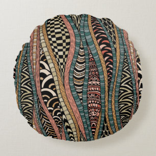 Coussins Ronds Motif abstrait dans le style ethnique