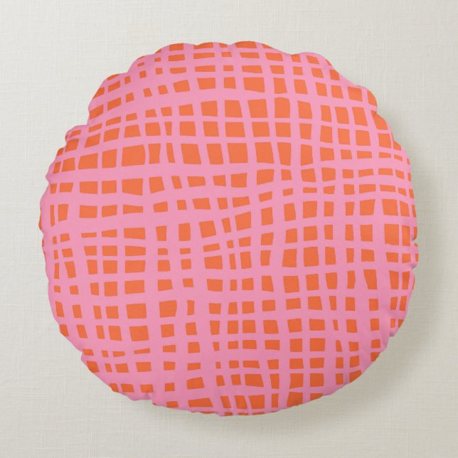 Coussins Ronds Motif Abstrait de grille rétroactive (Devant)