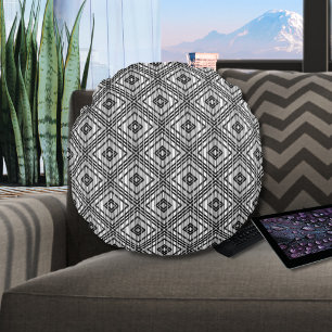 Coussins Ronds Motif Abstrait de ligne Skyline Black
