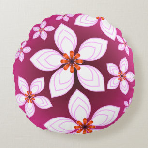 Coussins Ronds Motif Abstrait Floral Rose   Fleur Esthétique Ar