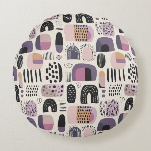 Coussins Ronds Motif abstrait géométrique bohème