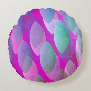 Coussins Ronds Motif Abstrait moderne   Magenta Purple Rose Turqu