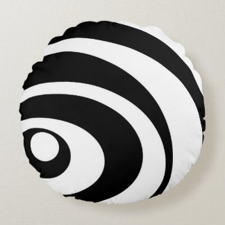 Coussins Ronds Motif Abstrait - noir et blanc.