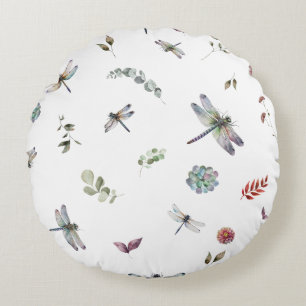 Coussins Ronds Motif aquarelle de verdure florale botanique