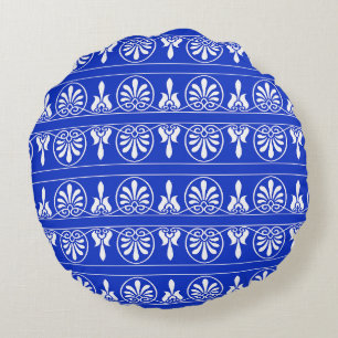 Coussins Ronds Motif arabe grec méditerranéen bleu