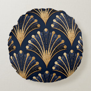 Coussins Ronds Motif Art Déco or