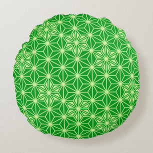 Coussins Ronds Motif Asanoha japonais - vert émeraude