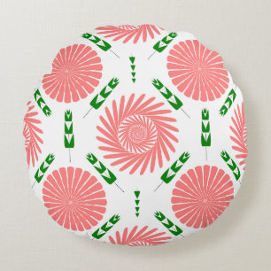 Coussins Ronds motif aux fleurs roses