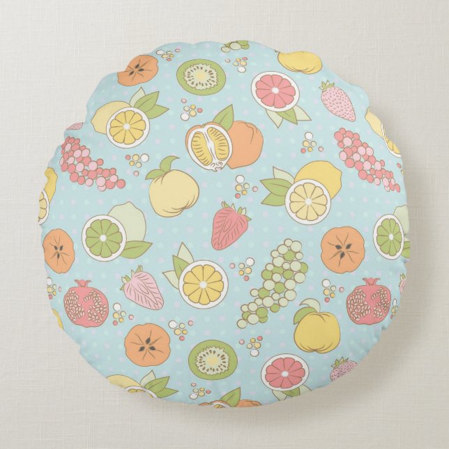 Coussins Ronds Motif avec des fruits et des baies (Devant)
