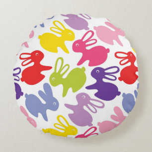 Coussins Ronds motif avec des lapins de Pâques