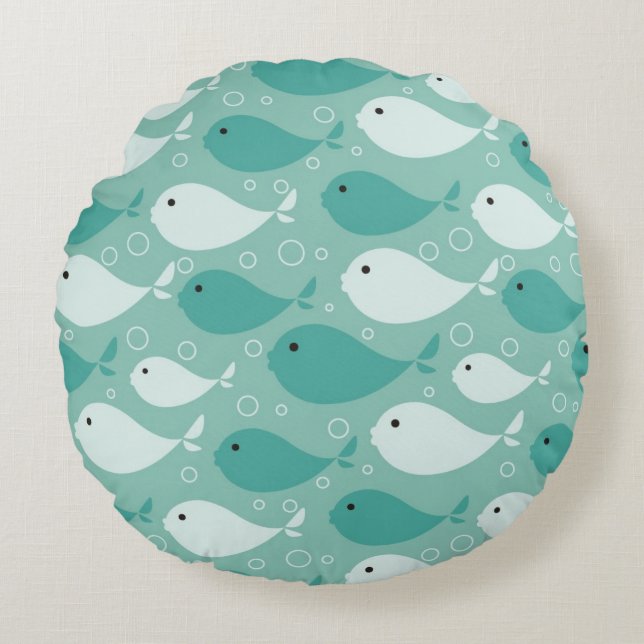 Coussins Ronds motif avec des poissons (Devant)