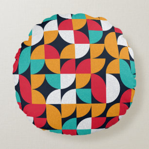 Coussins Ronds Motif avec triangles de couleur aléatoire Générati