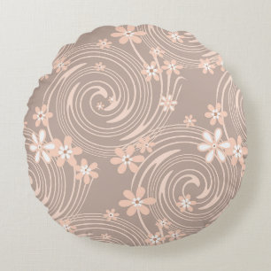 Coussins Ronds Motif beige