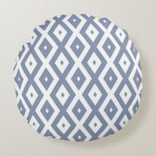 Coussins Ronds Motif bleu gris et blanc