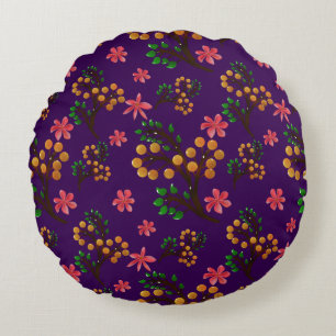 Coussins Ronds Motif botanique sans couture avec branche de fruit
