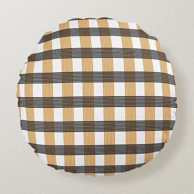 Coussins Ronds Motif Brown de vérification du service (Devant)