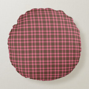 Coussins Ronds Motif carreaux rose marron