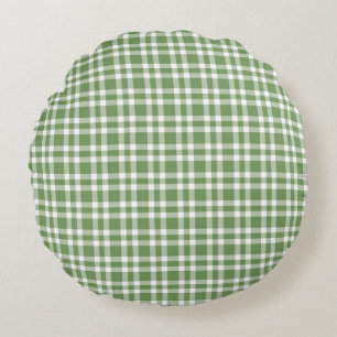 Coussins Ronds Motif carreaux vert blanc